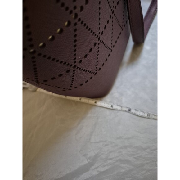 Michael Kors Jet Set Travel Tote Maroon With Gold Laser Cut Design Large Tote - Picture 11 of 13